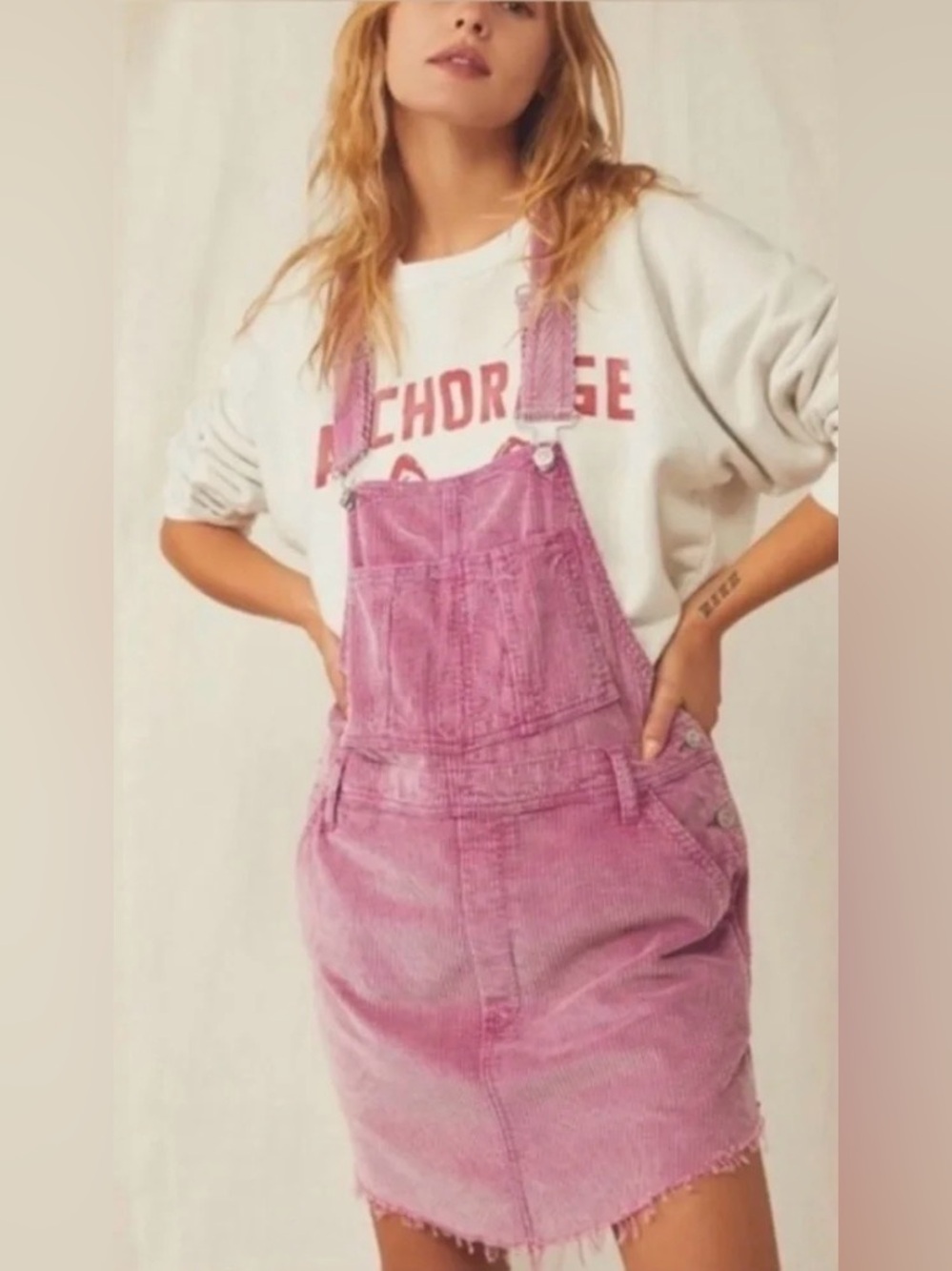 We the Free Pink Baxter Cord Jumper Size Medium